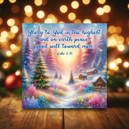 Watercolor Winter Wonderland Christian jul Julkort