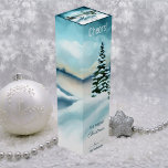 Watercolor Winter Wonderland jul Vin Box Presentask För Vinflaska<br><div class="desc">Vinpresentlåda med en vinter-vinter-vinter-plats med vattenfärg. Även vacker för andra firande under vintern!</div>