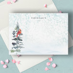 Watercolor Winter Wonderland Tack Kort<br><div class="desc">Den här personligen är enkel och elegant och har en vinter-vintern med snöflingor, evergreen gräs träd och röd kardinal. Anpassa med ord "Tack", "Kärlek och tack" eller ditt namn i mallen fält. Kortet återgår till en kompletterande blek blå färg. Perfekt för vinterbröllop och tackkort till jul. Om du vill se...</div>