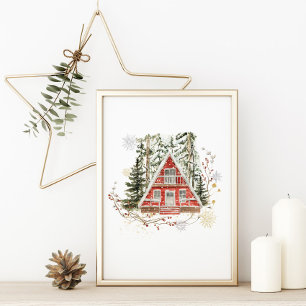 Watercolor Winter Woodland Chirtsmas Poster