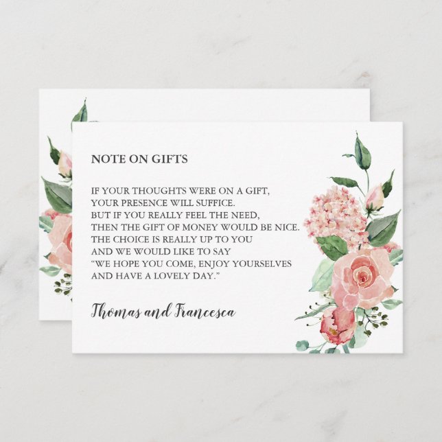 Watercolor Wishing-brunnskort för ro Blommigt Inbjudningar (Fram/baksida)