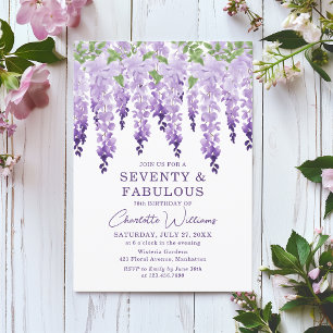 Watercolor Wisteria 70 & Fabulous Blommigt Chic Inbjudningar