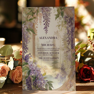 Watercolor Wisteria Blommigt Elegant bröllop Inbjudningar