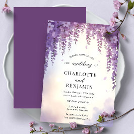 Watercolor Wisteria Blommigt Elegant bröllop Inbjudningar