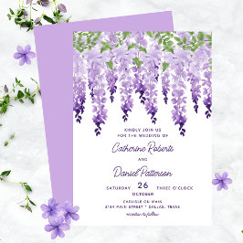 Watercolor Wisteria Blommigt Elegant Modern Bröllo Inbjudningar