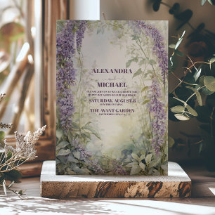Watercolor Wisteria Blommigt Elegant Modern Bröllo Inbjudningar