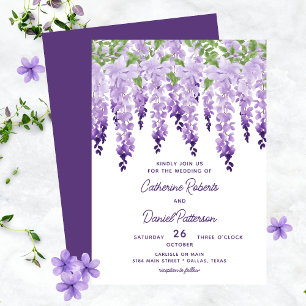 Watercolor Wisteria Blommigt Elegant Modern skript Inbjudningar