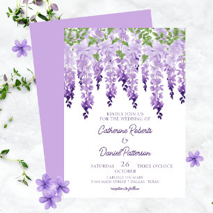 Watercolor Wisteria Blommigt Elegant Modern skript Inbjudningar