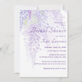 Watercolor Wisteria Blooms, Möhippa Inbjudningar