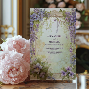 Watercolor Wisteria Blooms Romantic Bröllop Inbjudningar