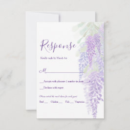 Watercolor Wisteria Blooms Romantic Bröllop OSA Kort