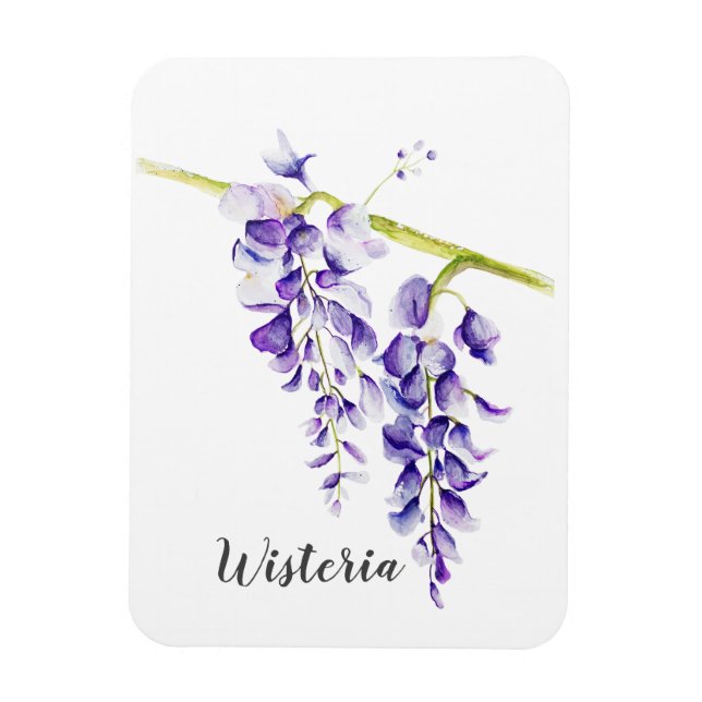 Watercolor Wisteria Botania Magnet (Vertikal)