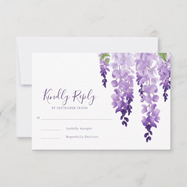 Watercolor Wisteria Bröllop OSA Kort (Framsida)