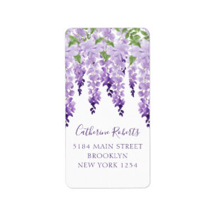 Watercolor Wisteria Bröllop Returadress Adressetikett