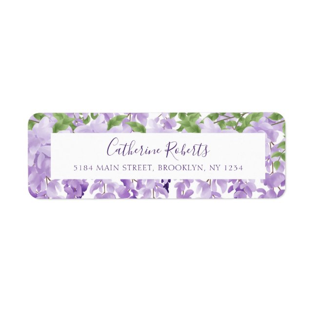 Watercolor Wisteria Bröllop Returadress Returadress Etikett (Framsidan)