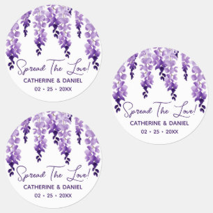 Watercolor Wisteria Bröllop Spread the Kärlek Scri Klistermärke