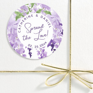 Watercolor Wisteria Bröllop Spread the Kärlek Scri Klistermärke