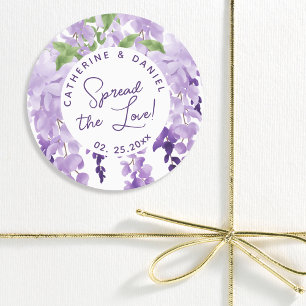 Watercolor Wisteria Bröllop Spread the Kärlek Scri Klistermärke