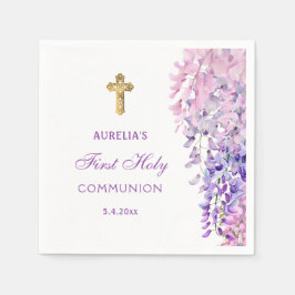 Watercolor Wisteria First Communion Pappersservett