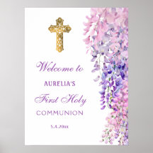 Watercolor Wisteria First Communion Welcome