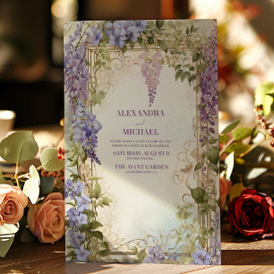Watercolor Wisteria Lila Lilac Blommigt Bröllop Inbjudningar