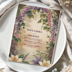 Watercolor Wisteria Lila Lilac Blommigt Bröllop Inbjudningar