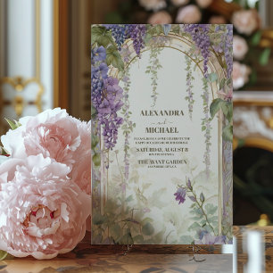 Watercolor Wisteria Lila Lilac Blommigt Bröllop Inbjudningar