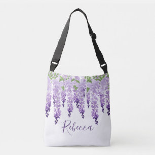 Watercolor Wisteria Personlig Namn Axelväska