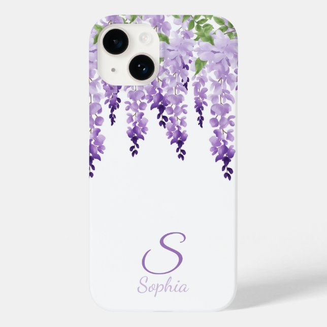 Watercolor Wisteria Personlig Namn Monogram (Baksida)