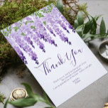 Watercolor Wisteria Photo | BAT MITZVAH Tack Kort<br><div class="desc">Den här designen har elegant vattenfärgsblommor i mjuk lavender och lila med grönt löv på vit bakgrund med ditt Bat mitzvah Tack nedan. Lägg till ditt favoritfoto på motsatt sida. Anpassa genom att redigera texten i textrutorna och lägga till bilden. Designad för dig av Evco Studio www.zazzle.com/store/evcostudio #batmitzvah #tack #tack...</div>