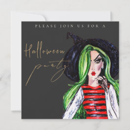 Watercolor Witch Adult Halloween Party Invitation Inbjudningar