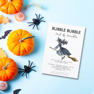 🧹 🌙 Watercolor Witch Creepy Halloween fest Inbjudningar