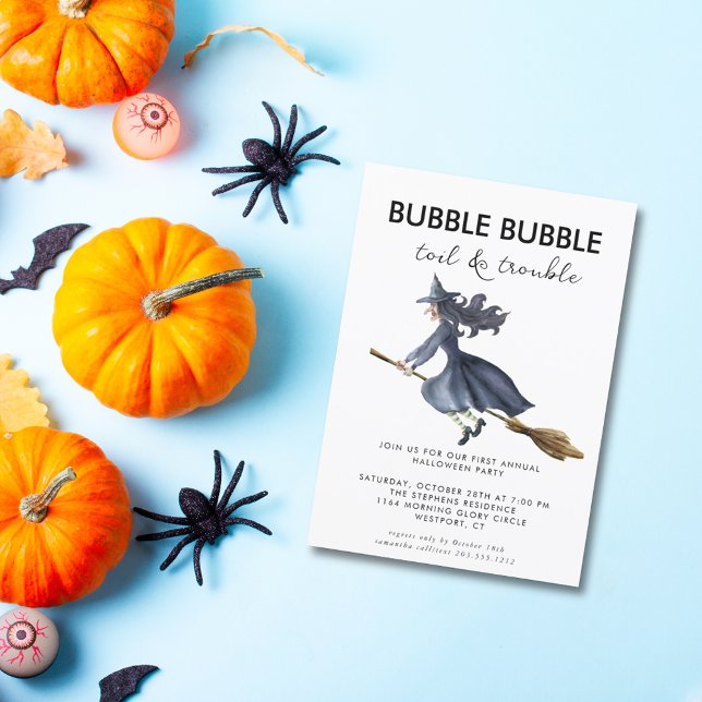 🌙 Watercolor Witch Creepy Halloween fest Inbjudningar (Skapare uppladdad)