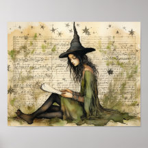 Watercolor Witch Vintage 
