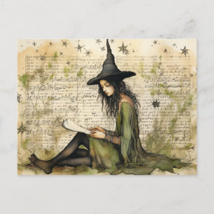 Watercolor Witch Vintage Vykort
