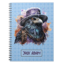 Watercolor Wizard Raven Bird