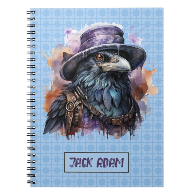 Watercolor Wizard Raven Bird Anteckningsbok (Framsidan)