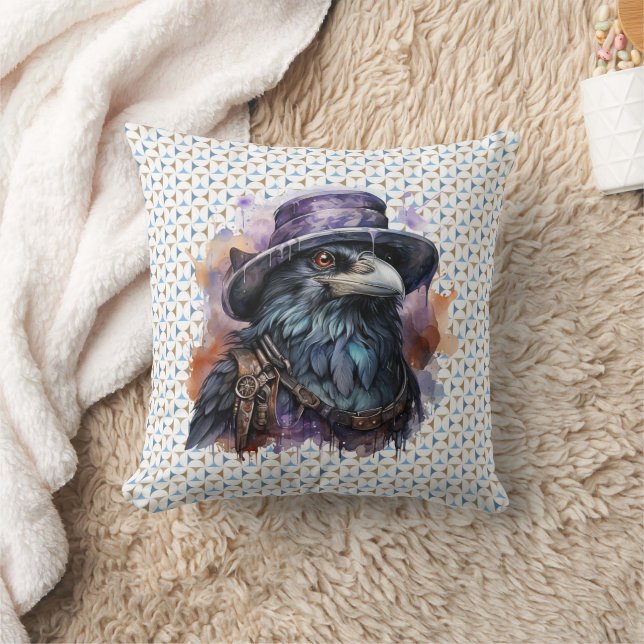 Watercolor Wizard Raven Bird Kudde (Filt)