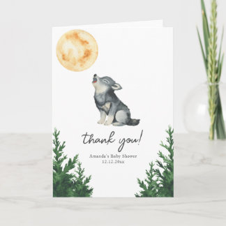 Watercolor Wolf Baby Shower Thank you Tack Kort