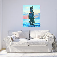 *~* Watercolor Woman Horse Beach Equine AR22