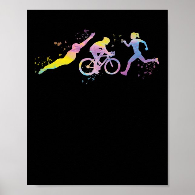 Watercolor Womens Triathlon Poster (Framsidan)
