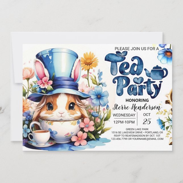 Watercolor Wonderland Boy Baby Shower Tea Party Inbjudningar (Framsida)