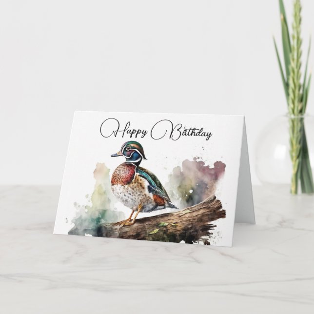 Watercolor Wood Anka Birthday Kort (Framsida)