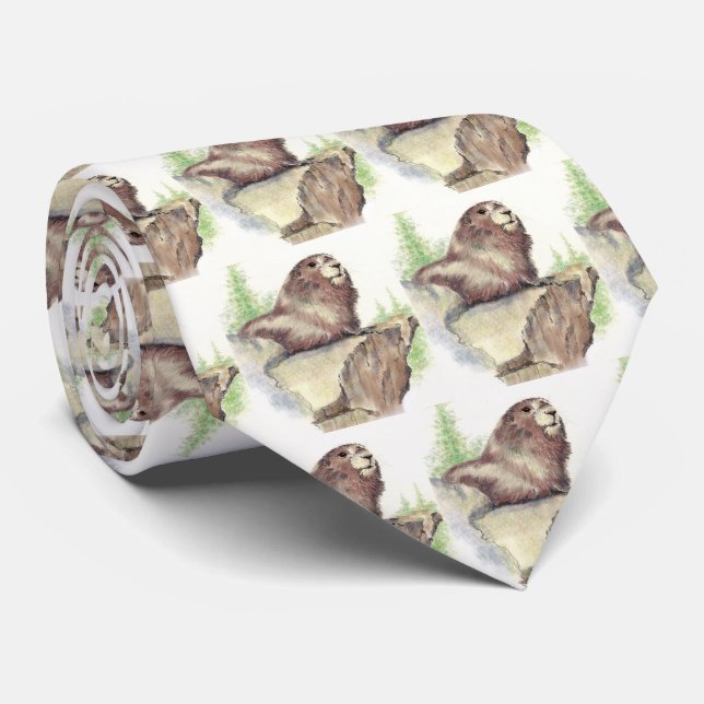 Watercolor Woodchuck, Marmot, Groundhog Animal art Slips (Rullad)