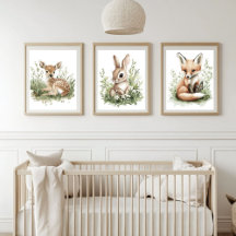 Watercolor Woodland Baby djur Nursery Decor