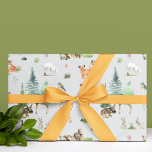 Watercolor Woodland Baby djur Shower Presentpapper