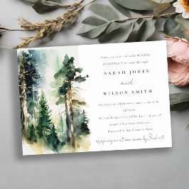 Watercolor Woodland Forest Bröllop-årsdag Inbjudningar