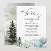 Watercolor Woodland Forest Bröllop Card