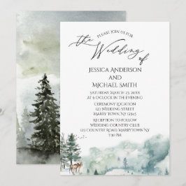 Watercolor Woodland Forest Bröllop Card Inbjudningar
