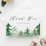 Watercolor Woodland Forest Bröllop Tack Kort<br><div class="desc">Ge tack vare familjen och vännerna med detta skogsområde,  tack vare ditt kort. Den har vattenfärgen träd och modern kalligrafi. Anpassa genom att lägga till information. Tack vare detta skogskort är perfekten för skogsområdet bröllop,  studenten och mycket mer. Matchande objekt är tillgängliga.</div>